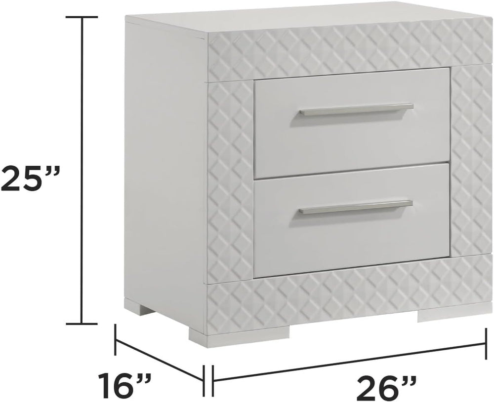 Modern Style 2-Drawer Night Stand Made with in White,for Small Spaces