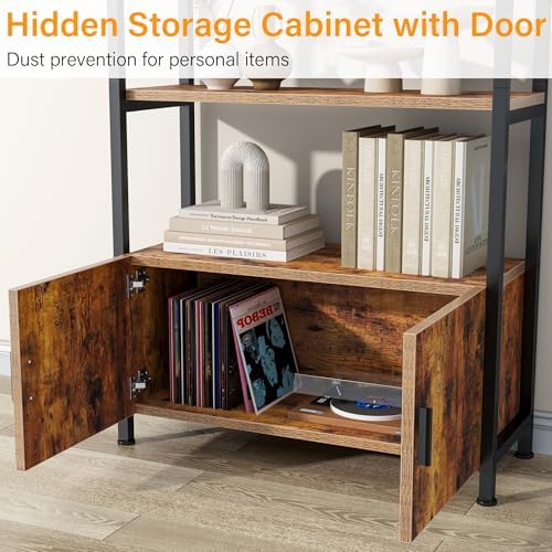 Jehiatek Arched Bookshelf with Storage Cabinet 71 Inch Tall Industrial Bookca...