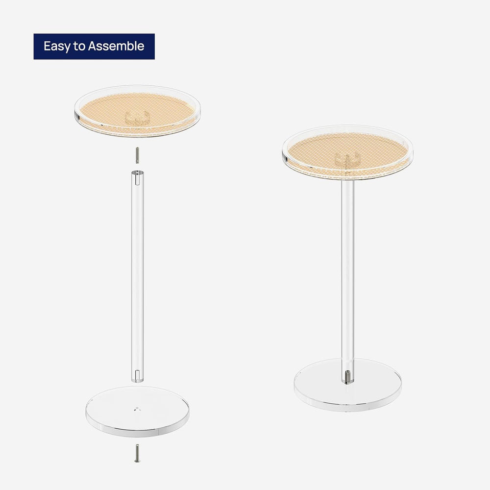 HMYHUM Acrylic Rattan Drink Table for Small Spaces, 11.8'' L x 11.8&#...