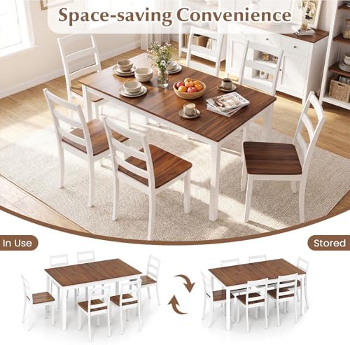 Giantex 7-Piece Dining Table Set for 6, Rectangular 60-inches Kitchen Table a...