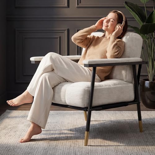 Homkdom Corduroy Accent Chair,Reading Chair for Living Room, Bedroom