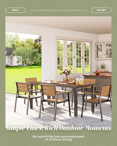 Vexwalx 7-Piece Outdoor Dining Set, Aluminum Dining Table Set for 6, Patio Ta...
