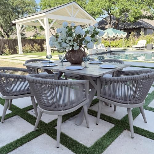 PURPLE LEAF Outdoor Dining Set for 8 with Cushions PE Rattan Champagne