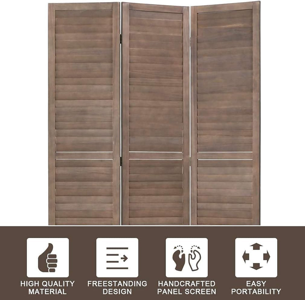 Meet Perfect 3-Panel Room Divider, Folding Woven Privacy Screen, Brown