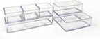 Isaac Jacobs 6-Tray Clear Acrylic Organizer Set, (Six Individual Trays), Multi-Purpose, Stackable Storage Solution for Makeup, Crafts, Desk, School, Office Supplies & More, for Bathroom, Kitchen
