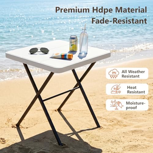 Folding Table Set with 2 Pack Folding Chairs, No Assembly Portable Event Tabl...