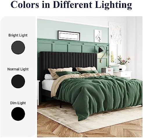 Allewie King Platform Bed Frame, Velvet Upholstered with Adjustable Vertical ...