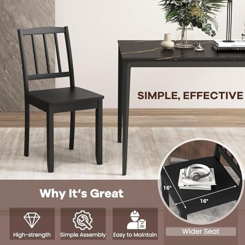 NAFORT Wood Dining Chairs Set of 6, Black Kitchen Chairs with Solid Rubber Wo...