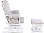 Glider and Ottoman White Wood and Woven Gray Fabric