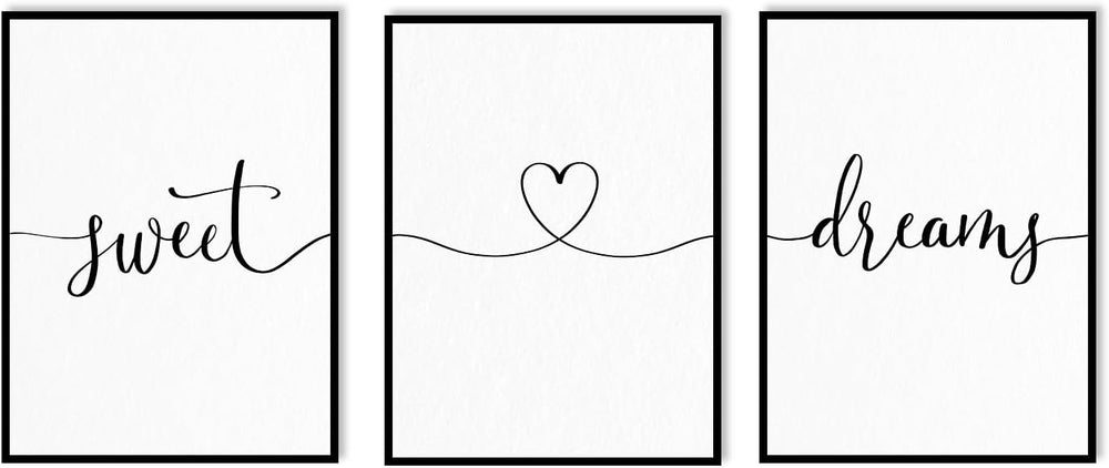 Sweet Dreams Wall Art Above Bed – Set of 3 Modern Farmhouse Bedroom Decor for...