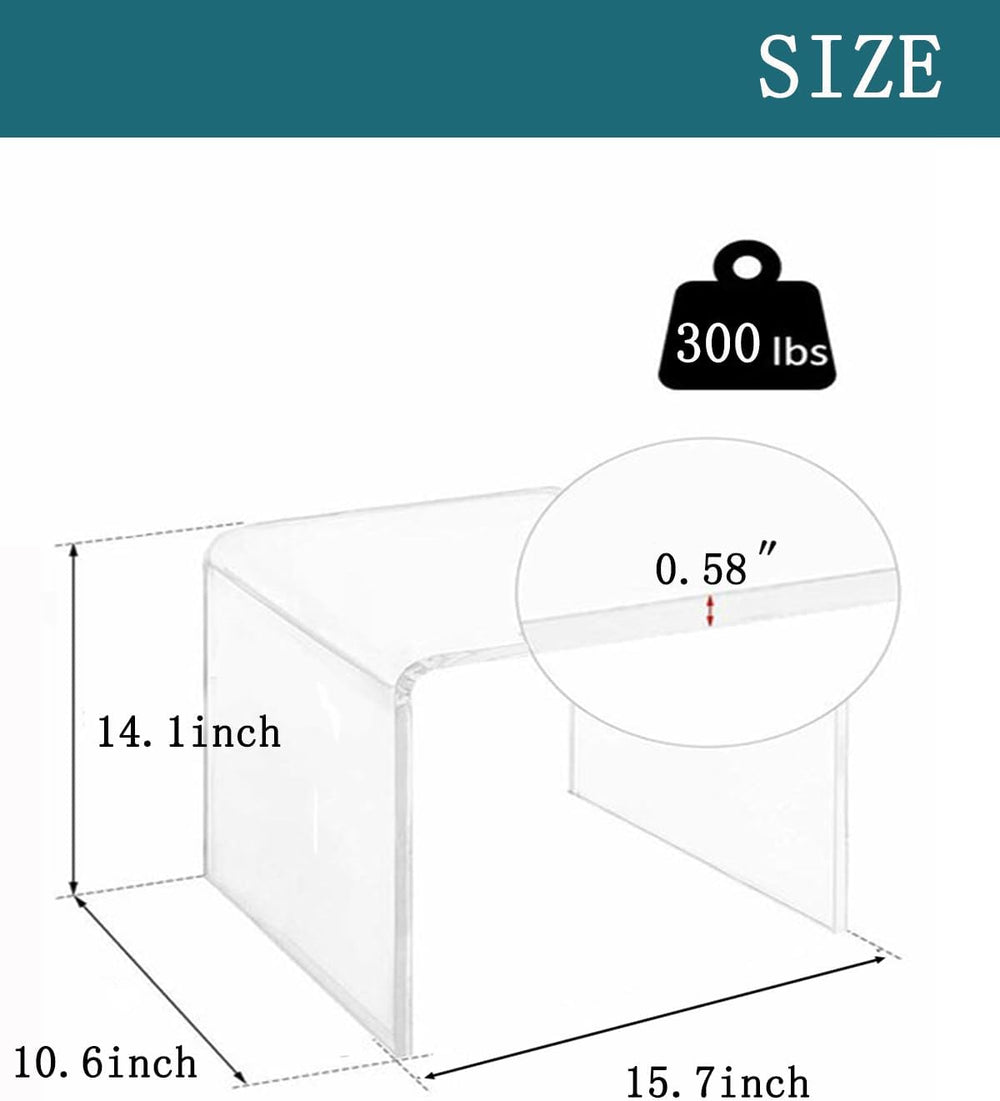 Acrylic 15 Inch Small Stool Set of 2,Multi-Use as Shower/Water-Resistant Stoo...