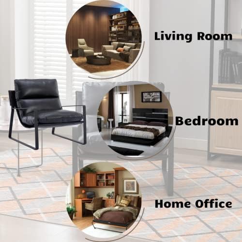 HEAH-YO Modern PU Leather Accent Armchair, Upholstered Living Room Chair with...