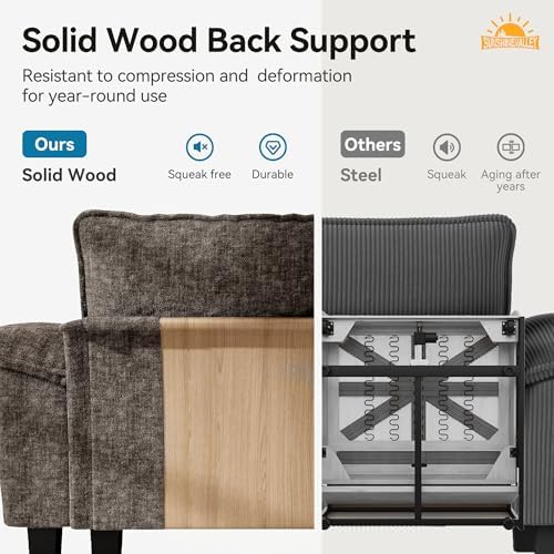 SUNSHINE VALLEY 2-Piece Sofa Set, Loveseat & 3-Seat Couch, Chenille Brown...