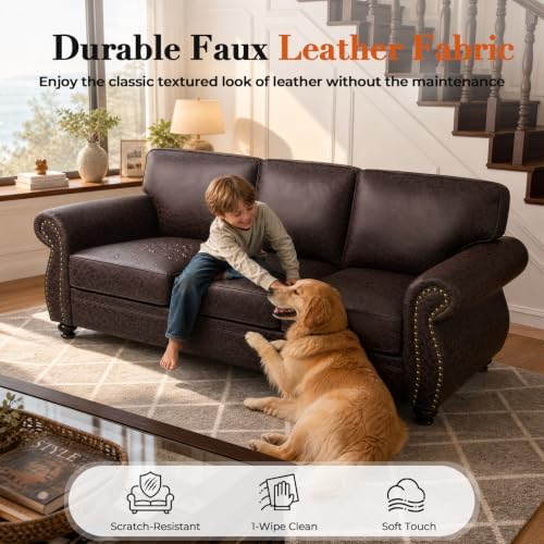 Couchus 88" W Living Room Furniture Sets, 3-Seater&Loveseat, Brown |...