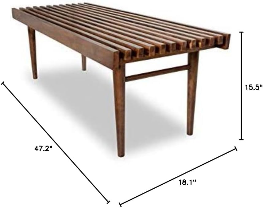 Pemberly Row 47" Mid Century Modern Rectangle Felicity Brown Teak Wood B...