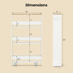 Small Kitchen Cart, 4-Tier Slim Rolling Island w/Handle, Laundry Room Storage Organizers Between Washer and Dryer, Narrow Spice Rack on Wheels Next to Fridge (White & Natural, 5'')