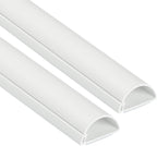 D-Line Half Round Cord Hider, Patented Cable Cover, Hide TV Wall Mount Wires, Raceway for Cords, Decorative Wire Covers, Paintable, Adhesive Cable Concealer - 2X 1.18in W x 0.59in H x 39in L - White