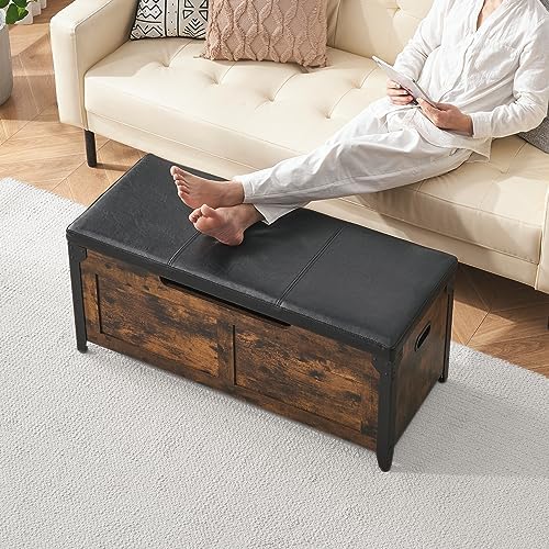 GAOMON 39.4" Storage Chest, Storage Bench with Safety Hinge | Farmhouse ...