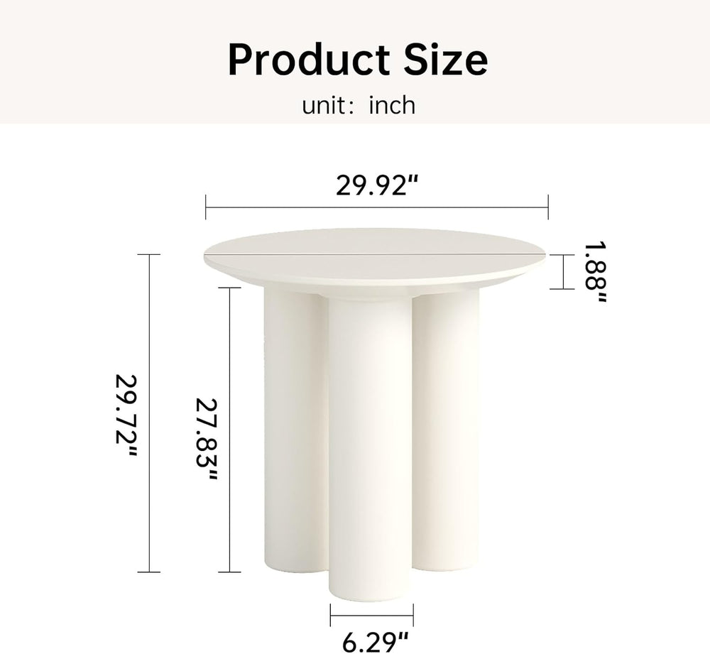 Small Round Dining Table, 30" Circle Kitchen Table with 3 Legs, Modern W...