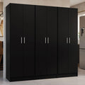 Madesa Kitchen Pantry Set Storage Cabinet 70" L 6 Doors 12 Utility Shelves 9 Adjustable Shelves Wooden Organization Unit Anti Tipping - Black