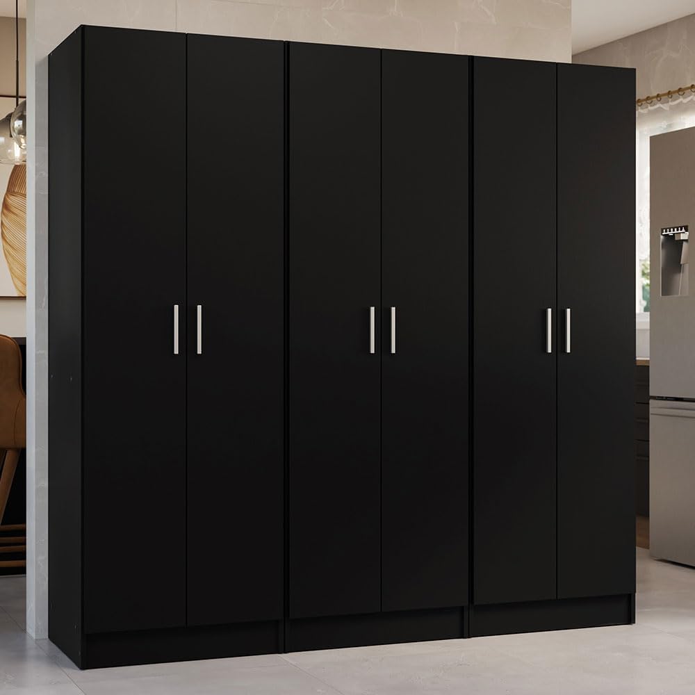 Madesa Kitchen Pantry Set Storage Cabinet 70" L 6 Doors 12 Utility Shelv...