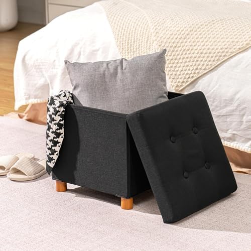 B FSOBEIIALEO Storage Ottoman with Tray, Foot Stools and Ottomans with Legs, ...