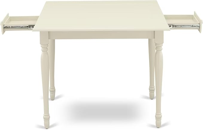 East West Furniture MZCL3-LWH-C 3 Piece Modern Dining Table Set Contains a Rectangle Wooden Table with Dropleaf and 2 Linen Fabric Kitchen Dining Chairs, 36x54 Inch, Linen White