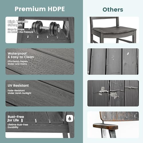 Pamapic Patio Dining Table Set, 5-Piece Outdoor Dining Set for 6, Grey