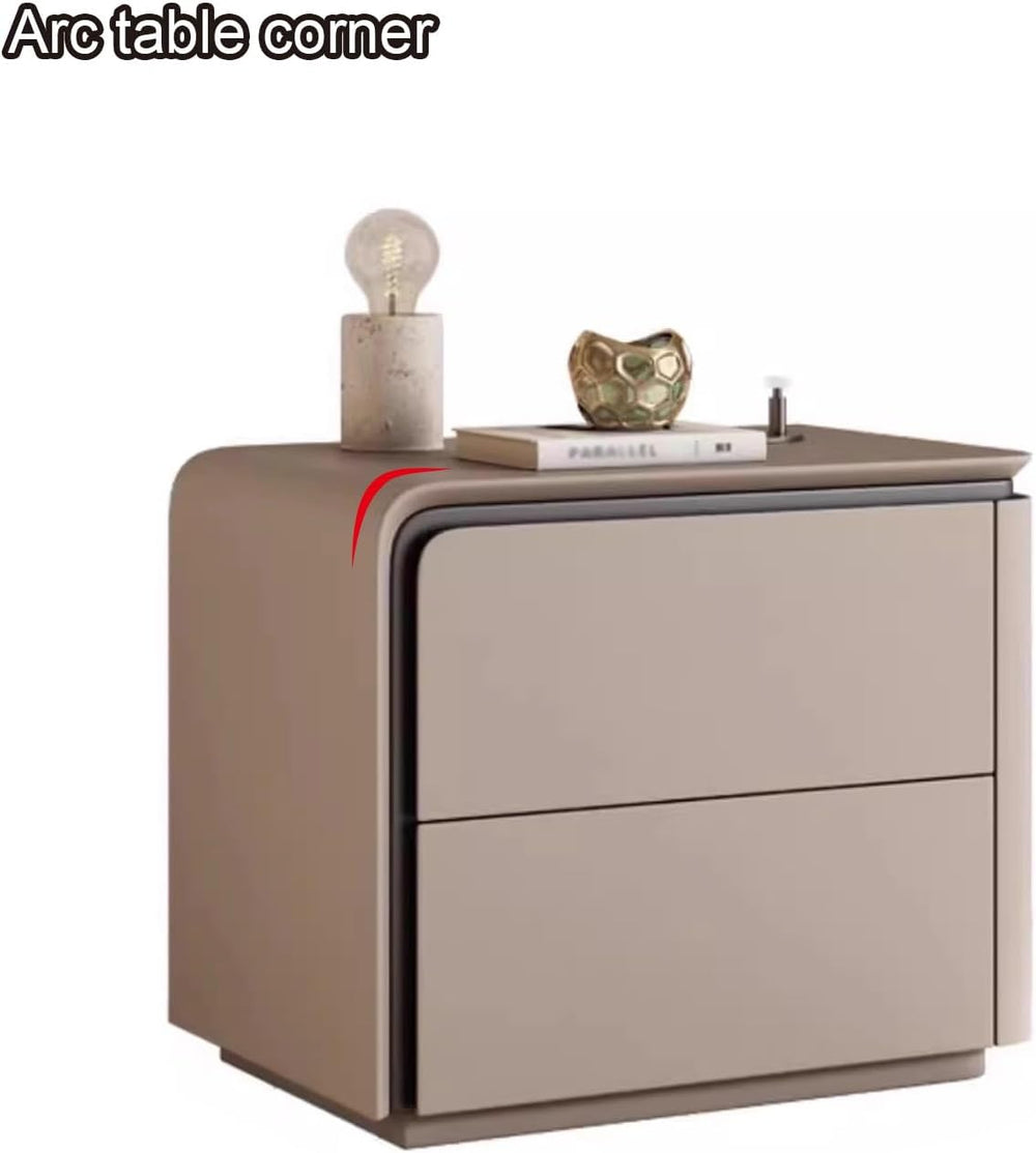 Nightstand Wooden, Bedside Table PU Finish, 2 Drawers Bedside Tables, Side Be...