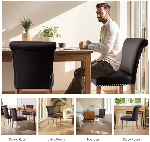 SyMax Dining Chairs Set of 6, Modern Faux Leather Parson Dining Room Chairs, ...