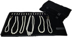 Velet Travel Jewelry Case Roll Bag Organizer for Necklace Bracelet Black Gray Velvet (Black Velvet)