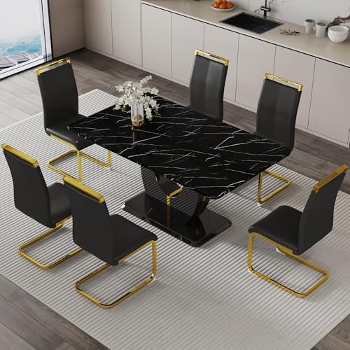 Dining Table Set for 6, Kitchen Table Chairs Set of 6, Modern Dining Room Set...