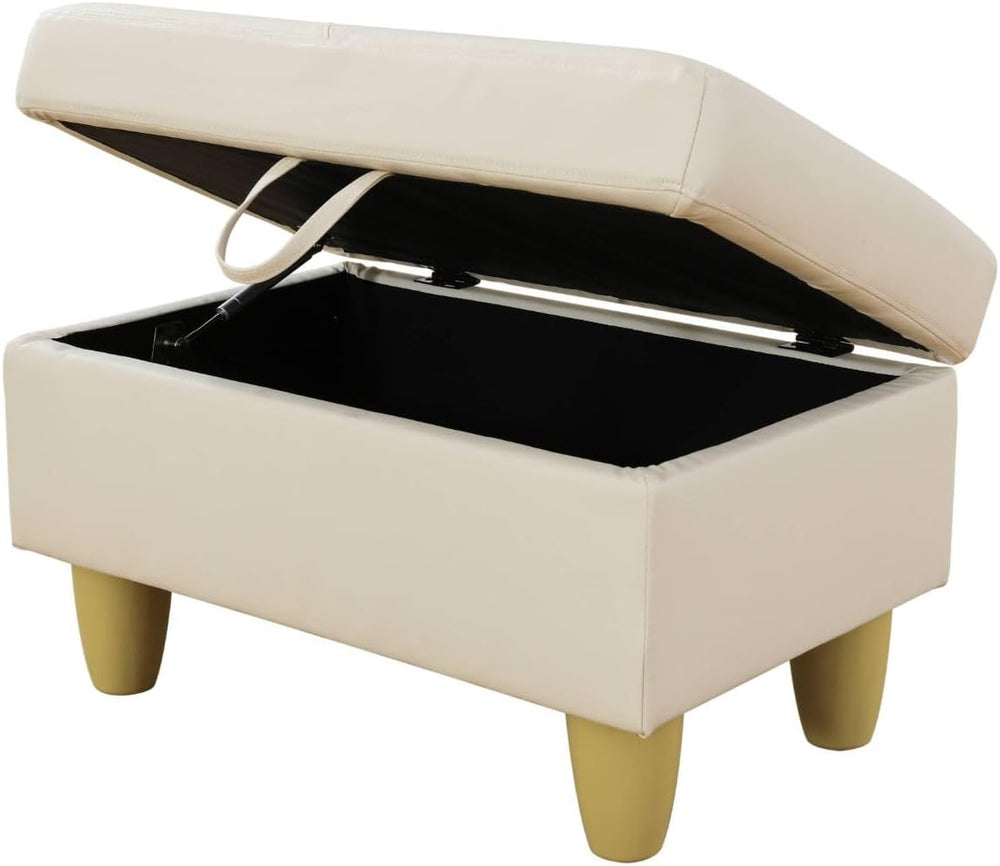 Faux Leather Rectangular Storage Ottomans Foot Rest, PU Leather Ottoman Foot ...
