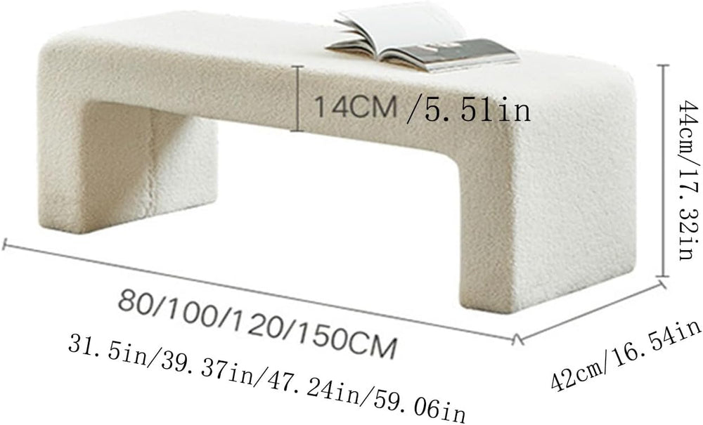 Modern Upholstered Entryway Bench, End of Bed for Bedroom Boucle Ottoman Mode...