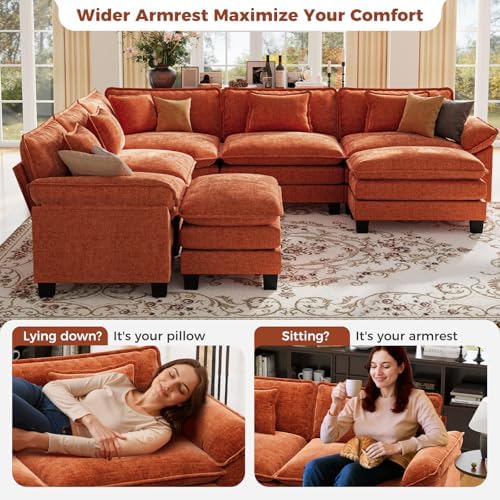 CDCASA 117" Oversized Modular Sectional Sofa with Corner, Comfy V-Shaped...