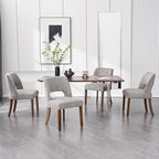 VKNOW Wooden Dining Chairs Set of 2, Modern Fabric Upholstered Dining Room Chair Kitchen Chairs, Farmhouse Dinner Chair for Kitchen Dining Room, Grey
