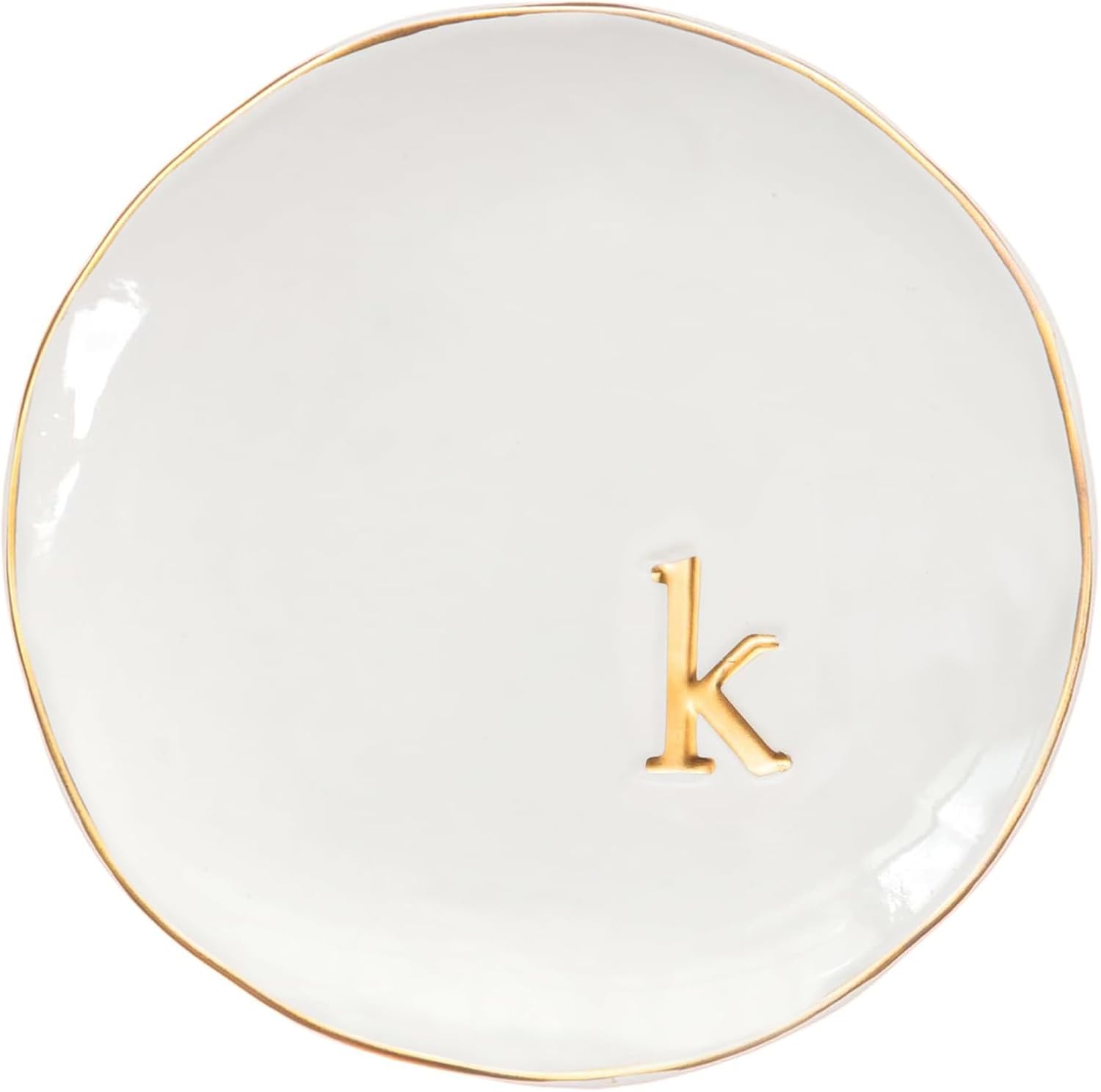COLLECTIVE HOME - Ceramic Jewelry Tray, Decorative Trinket Dish for Rings Earrings Necklaces Bracelet Watch Keys, Birthday Mother's Day Christmas Gift for Women, 4.75", Glossy (k)