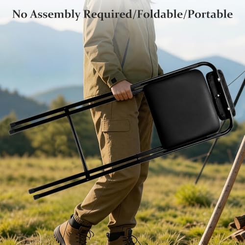 Folding Stool with Back,1Pcs Tall Foldable Stool 25.5 Inch