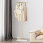 T-Shaped Metal Rack Stand, Modern Clothes Rack With Rock Slab Base,68.8Inch Freestanding Clothing Rack Stand,Suitable For Boutiques, Entryway, Bedroom, Living Room, Hallway, (Golden Yellow)