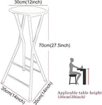 Portable Round Folding Bar Stool, High Chair, Backless Fold up Stool for Home Adults Kitchen Garden, Sitting Height 70cm(27.5inch) (Color : Black)