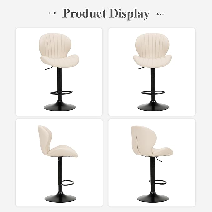 COLAMY Bar Stools Set of 2, Modern Swivel Bar Chairs, Adjustable Faux Leather...