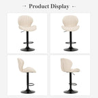 COLAMY Bar Stools Set of 6, Modern Swivel Bar Chairs, Adjustable Faux Leather Upholstered Barstools Counter Height with High Backrest for Bar, Kitchen Island, Dining Room, Beige