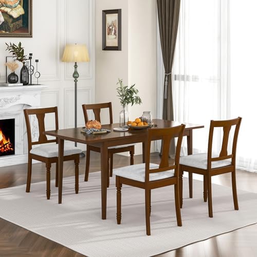 GOFLAME Upholstered Dining Chairs Set of 4, Wooden Dining Chairs with Padded ...