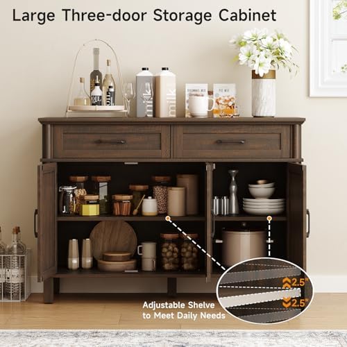 ONBRILL 48 Inch Buffet Cabinet with Storage, Brown