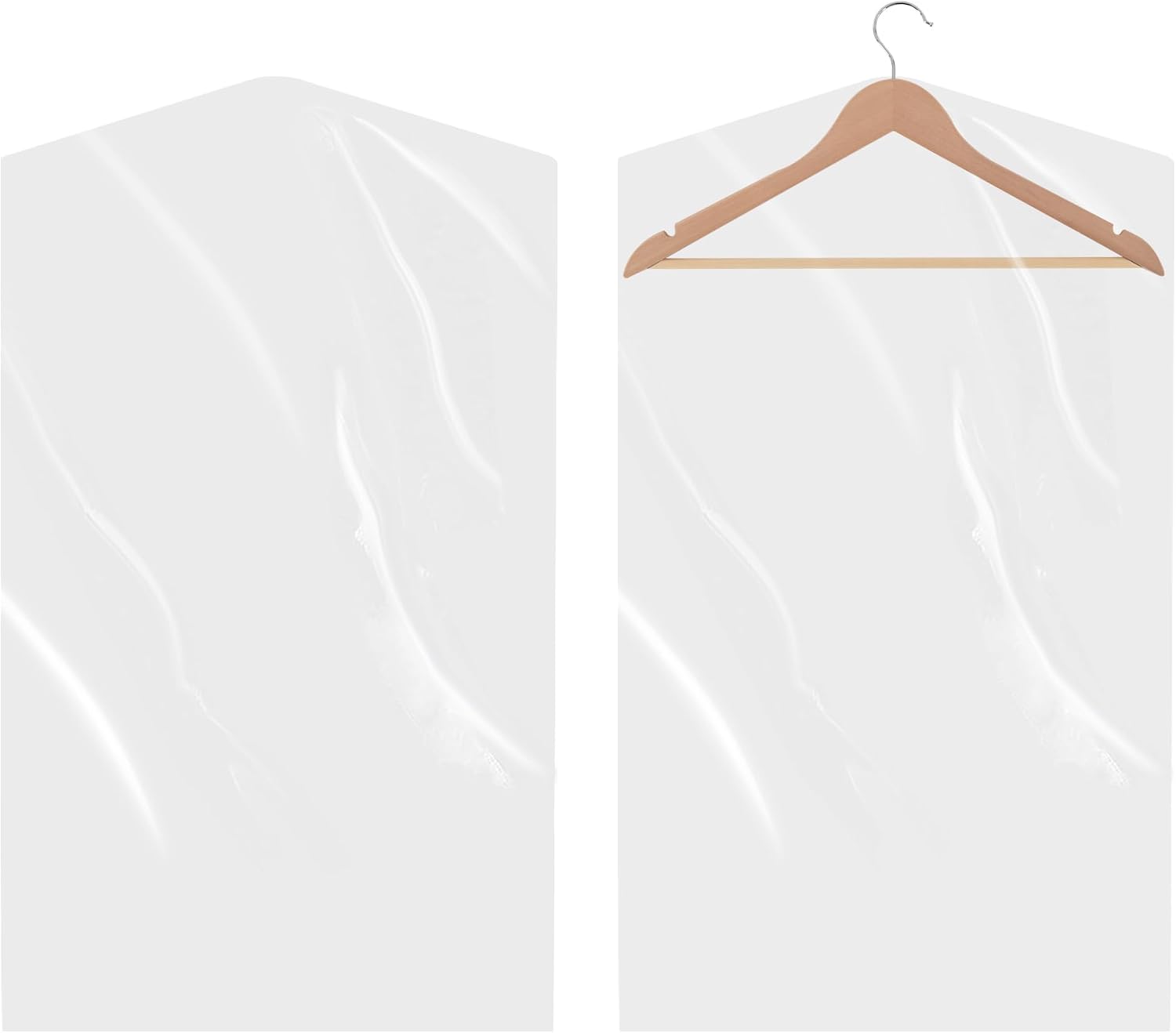 60-Pack Dry Cleaning Bags for Clothes 40-Inch Long - Clear Plastic Garment Bags for Hanging Clothes, Dry Cleaner Plastic Clothing Cover for Suits, Coat, Shirt, & Pants