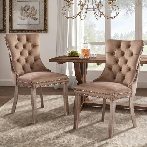 SoarFlash Velvet Dining Chairs Set of 6, Tall Back Side Chair, Modern Upholst...