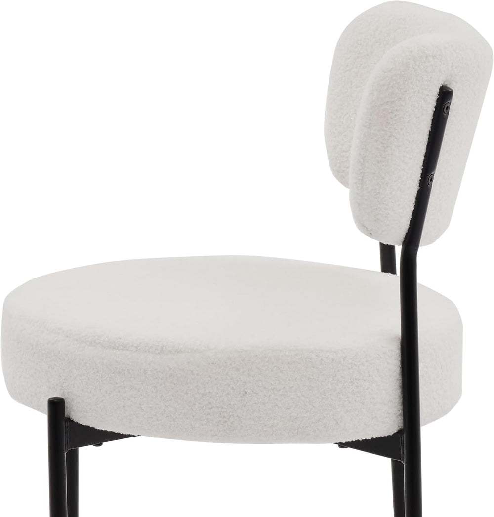 White Dining Chairs Set of 4, Modern Mid Century Kitchen Chairs with Upholste...