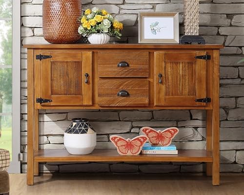 LKTART Solid Wood Sideboard Buffet Cabinet with Storage Drawers and Shelf