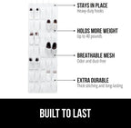 GORILLA GRIP Over the Door Shoe Organizer, 35 Large Breathable Mesh Pockets, Space Saving Hanging Storage Holder, 5 Hook Closet Rack Hanger, Hangs on Closets for Shoes, Accessories 68.5H x 24.5W White