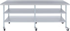 AmGood Stainless Steel Work Table with 2 Shelves and Casters | Metal Utility Table On Wheels (Stainless Steel, 96" Long x 24" Deep)